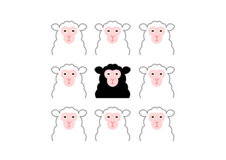 black sheep and white sheepのイラスト素材