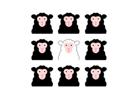 black sheep and white sheepのイラスト素材