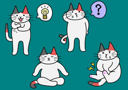 set of cute calico catsのイラスト素材
