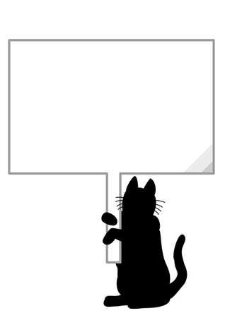 Cat silhouette with a boardのイラスト素材