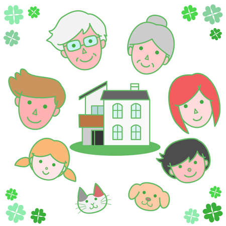 Family surrounding the My Homeのイラスト素材