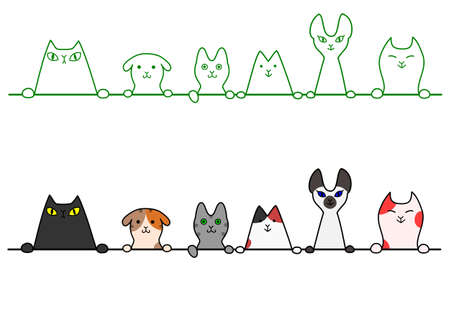 Cats in a row with copy spaceのイラスト素材