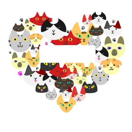 Cats face in heartshapeのイラスト素材