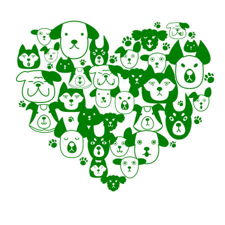 Dogs face in heartshapeのイラスト素材