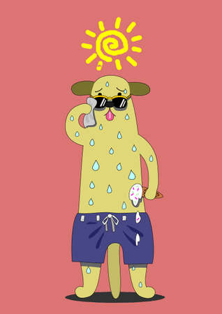 dog sweating under the sunのイラスト素材