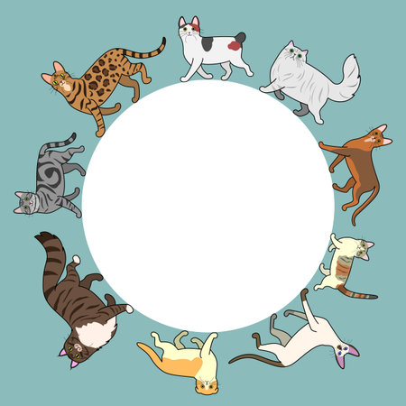 cats circle frame with copy spaceのイラスト素材