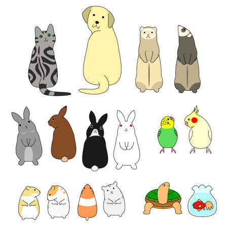 various posing pets setのイラスト素材