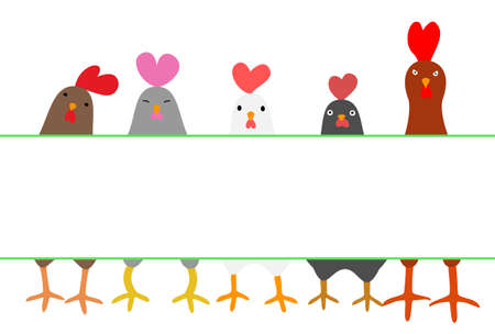 cute roosters with copy spaceのイラスト素材