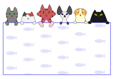 Cute cats cardのイラスト素材