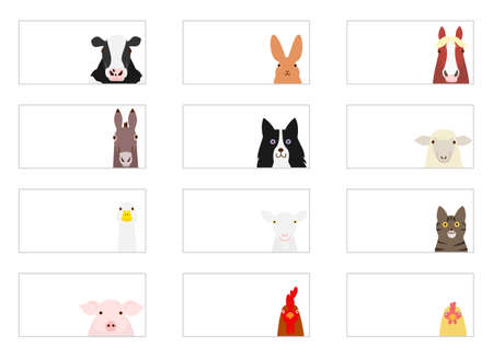 farm animals banner setのイラスト素材
