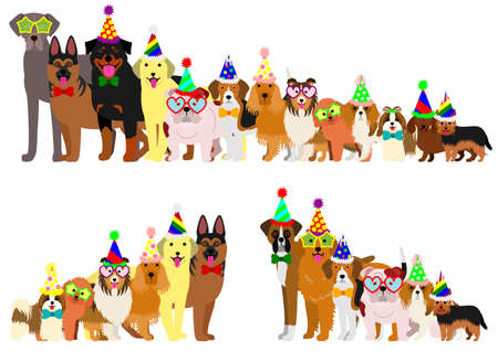 Border of dogs arranged in order of heightのイラスト素材