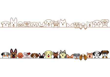 cute dogs border setのイラスト素材