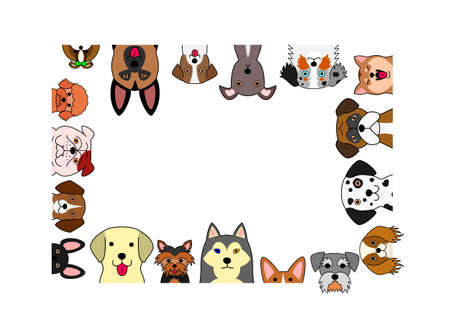 Cute dogs rectangle frame.のイラスト素材