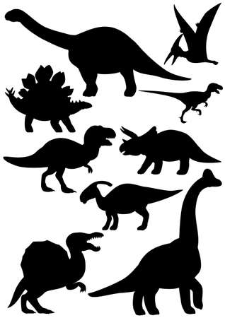 Sef of dinosaur in silhouette cartoon illustration.のイラスト素材