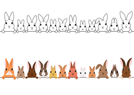 Border set with rabbit designのイラスト素材