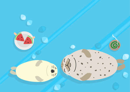 seal parent and child backgroundのイラスト素材