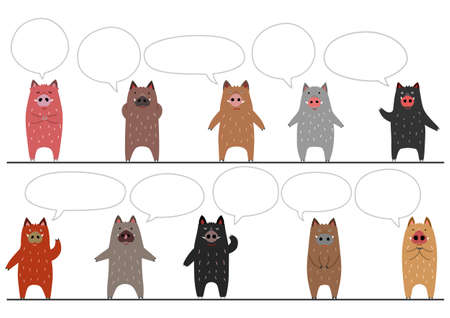 funny boars border with speech bubblesのイラスト素材