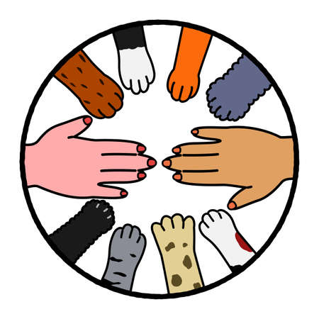 animals and human cooperation designのイラスト素材