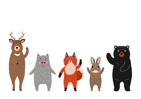 cute woodland animals groupのイラスト素材