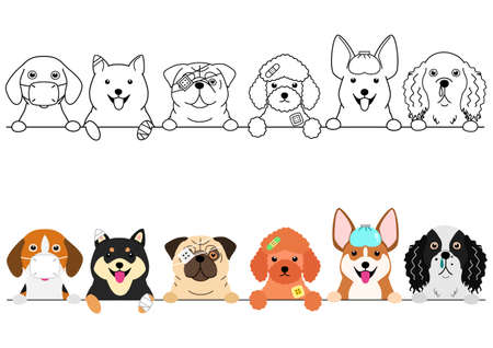 unhappy sick small dogs borderのイラスト素材