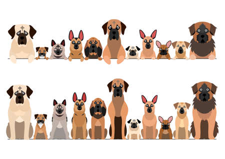 border set of black muzzle dogsのイラスト素材