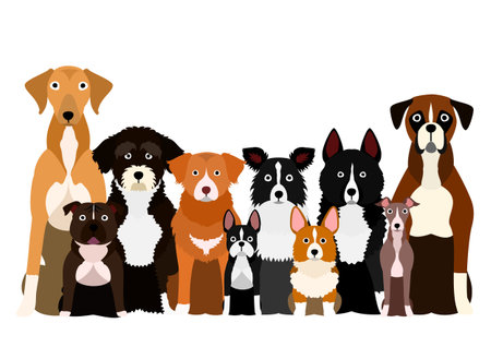 group of white paw dogのイラスト素材