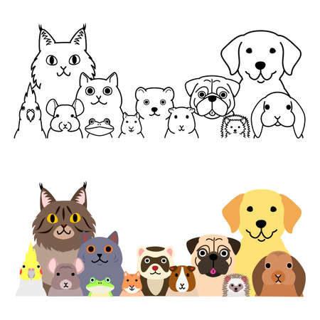 various pet animals group setのイラスト素材