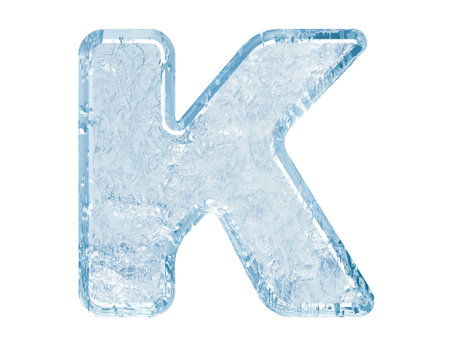 Ice font. Letter K.Upper case.With clipping path.の写真素材