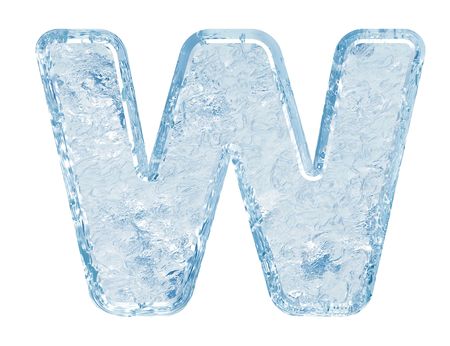 Ice font. Letter W.Upper case.With clipping path.の写真素材