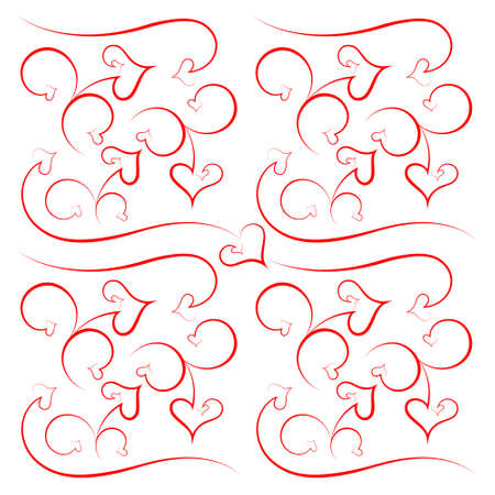 Abstract pattern from hearts and scrollsのイラスト素材