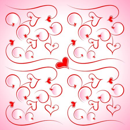 Abstract pattern from hearts and scrollsのイラスト素材