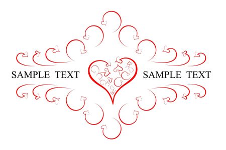 Abstract emblem from hearts and scrollsのイラスト素材