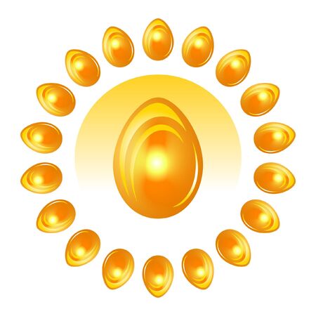 Golden Easter Egg in the circle of the golden Easter eggsのイラスト素材