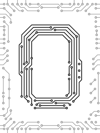 Alphabet of printed circuit boards. Easy to edit. Capital letter Oのイラスト素材
