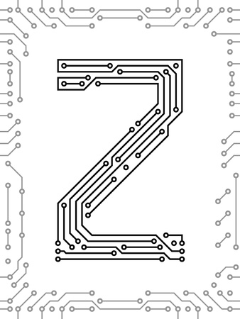 Alphabet of printed circuit boards. Easy to edit. Capital letter Zのイラスト素材