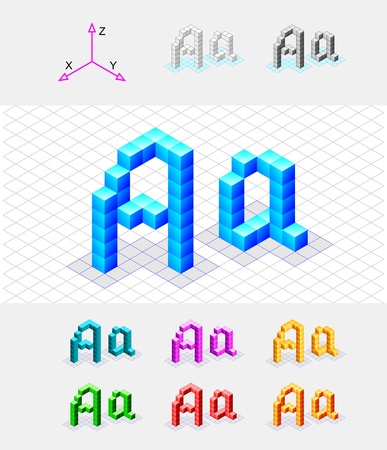 Isometric font from the cubes Letter A  Vectorのイラスト素材