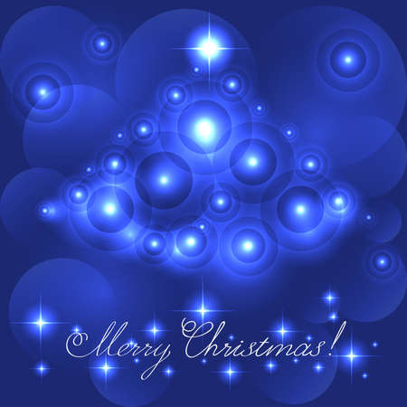 Merry Christmas card with blue glowing flaresのイラスト素材