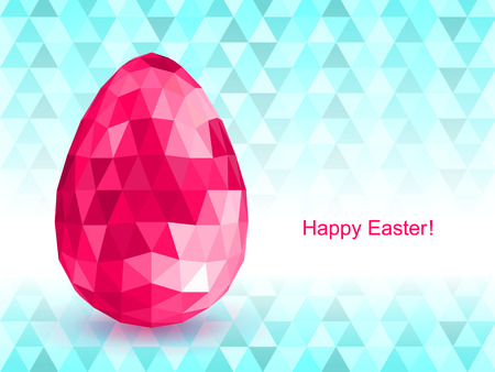 Holiday background with red Easter egg. Faceted style. Happy Easter.のイラスト素材