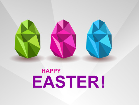 Holiday background with crystal Easter eggs. Faceted style. Happy Easter.のイラスト素材