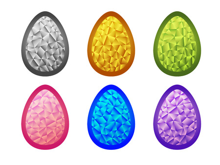 Colorful jewelry Easter eggs. Set of crystal colorful  Easter eggs.のイラスト素材