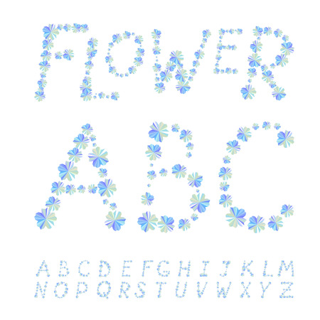 Font in the form of blue flowersのイラスト素材