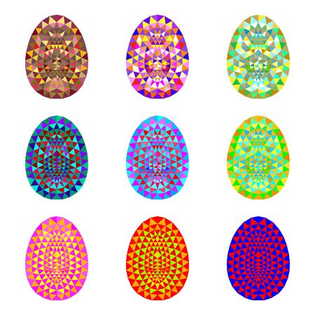 Set of colorful Easter eggs eggs with triangles patterns.のイラスト素材