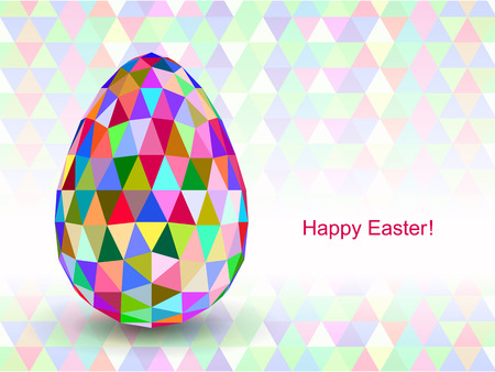 Colorful Easter Egg with triangular faces. Easter background.のイラスト素材