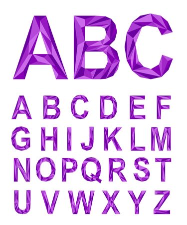 Amethyst purple alphabet of polygons.のイラスト素材
