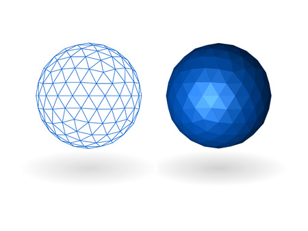 Polygonal geosphere. The wireframe and shade.のイラスト素材