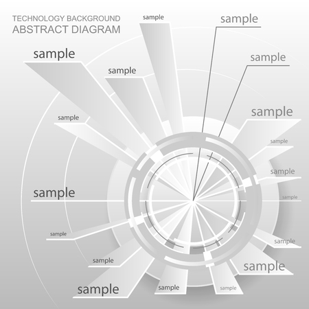 Abstract schematic design. Wheel chart. Blank diagram design with footnotes. Technology planのイラスト素材