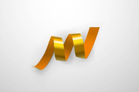 Gold ribbon twisted into a spiral. Golden curl isolated on white backgroundのイラスト素材