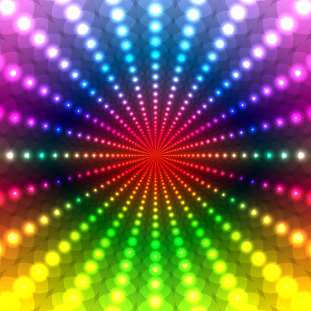 Abstract Rainbow Disco background of a circle with a neon light effectのイラスト素材
