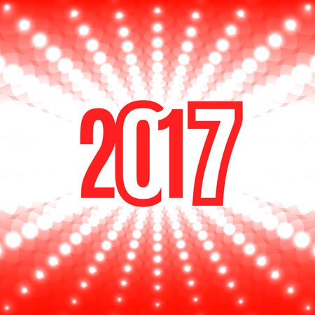 New Year background with the date 2017. White flash of light on a red backgroundのイラスト素材