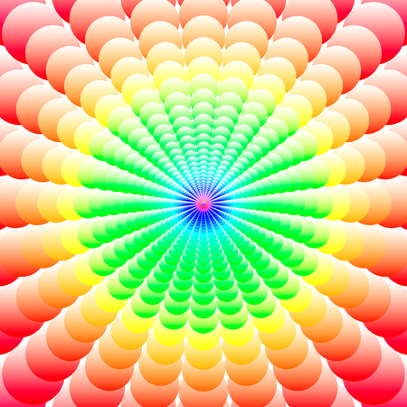 Abstract vintage background with red yellow green blue center. Abstract background of colorful circles ordered. Followed gradually increases from the centerのイラスト素材
